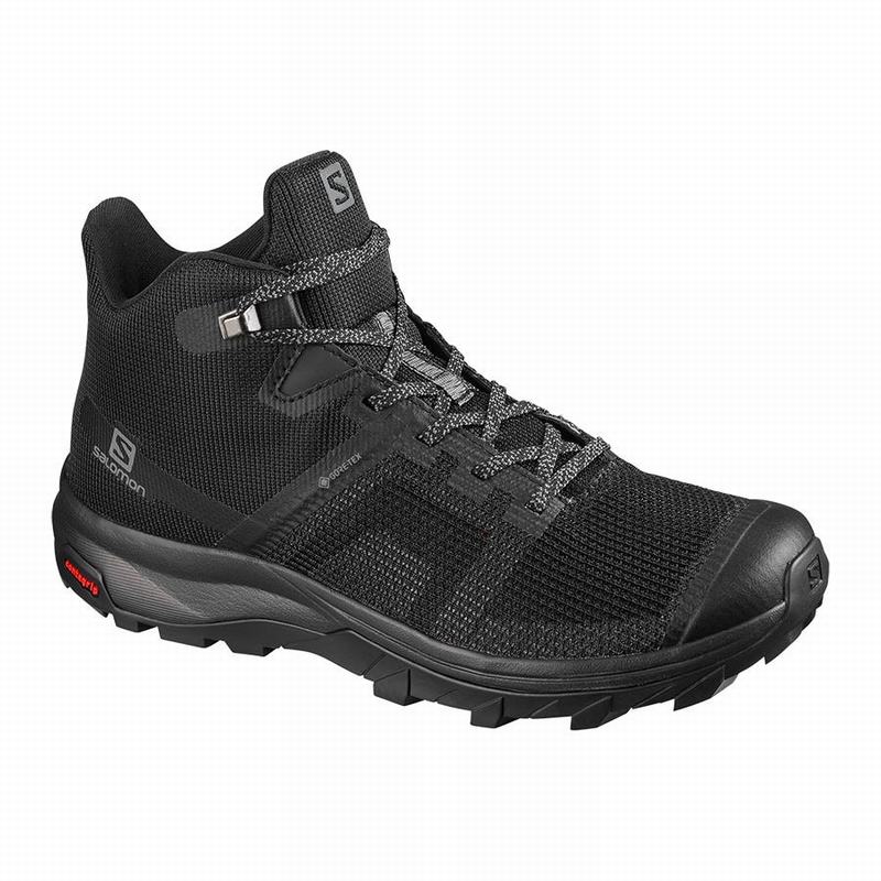 Salomon Singapore Womens Hiking Shoes - OUTLINE PRISM MID GORE-TEX Black | 81069-QIWE